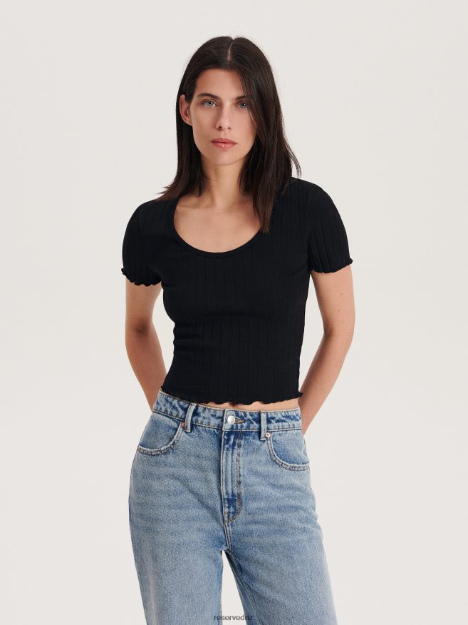 Reserved Women Slim Fit T-Shirt P6H08T450 Apparel Black