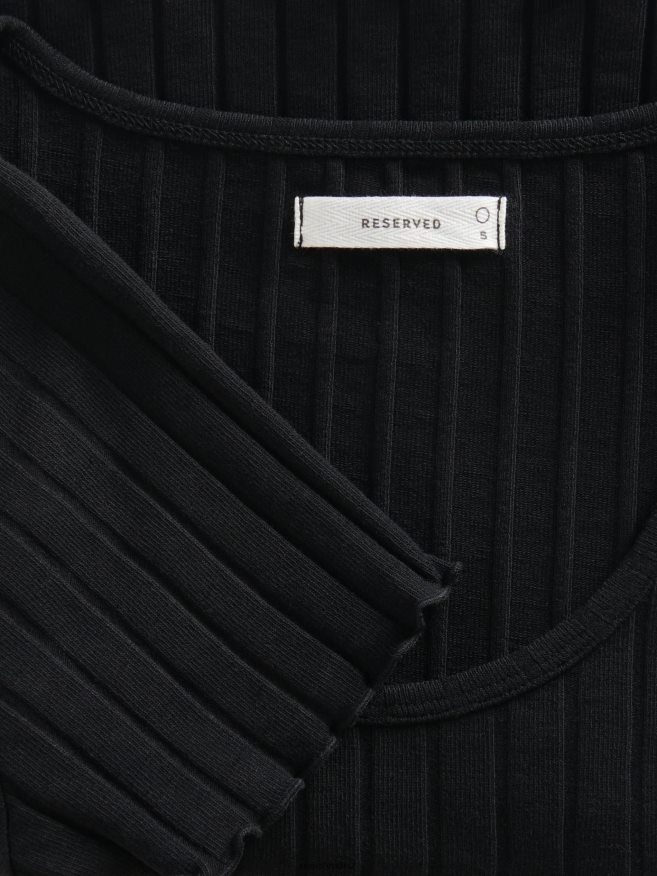 Reserved Women Slim Fit T-Shirt P6H08T450 Apparel Black