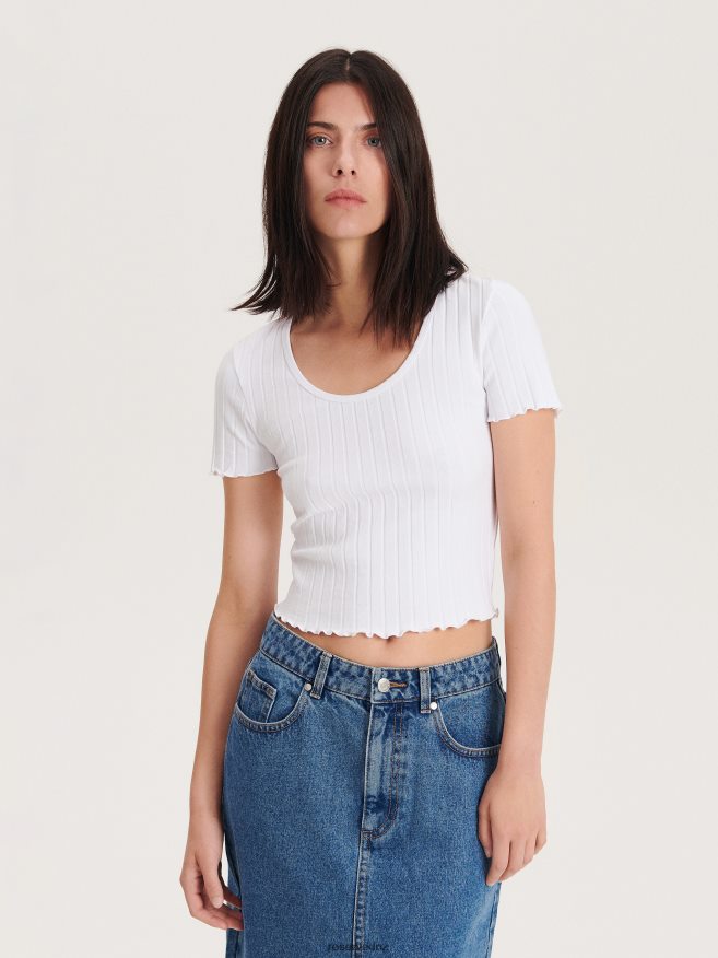 Reserved Women Slim Fit T-Shirt P6H08T455 Apparel White