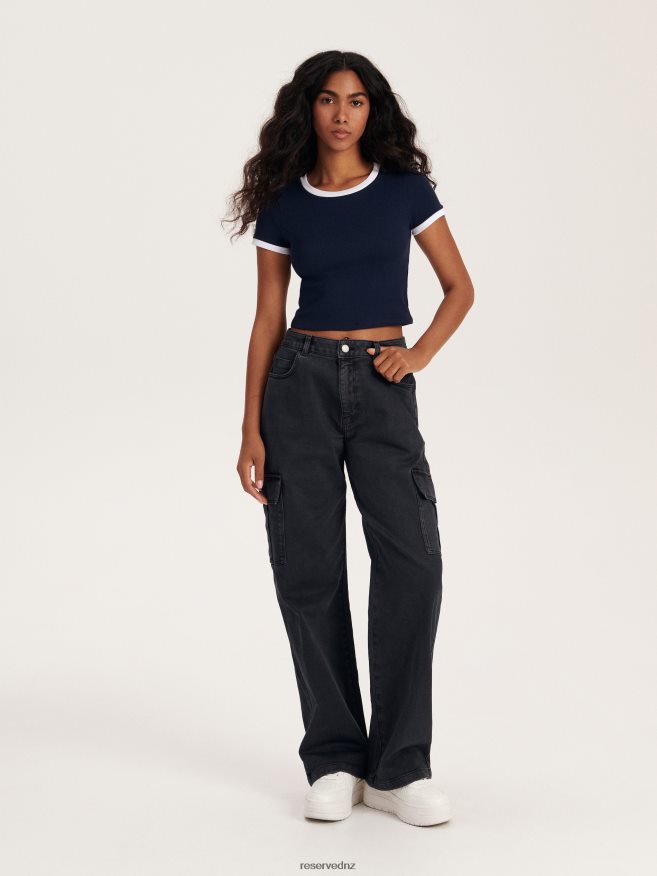 Reserved Women T-Shirt P6H08T448 Apparel Navy