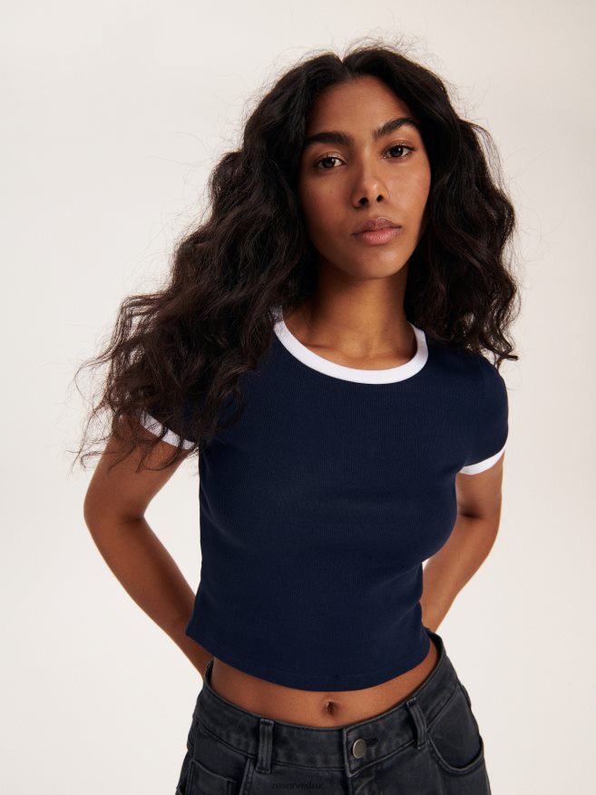 Reserved Women T-Shirt P6H08T448 Apparel Navy
