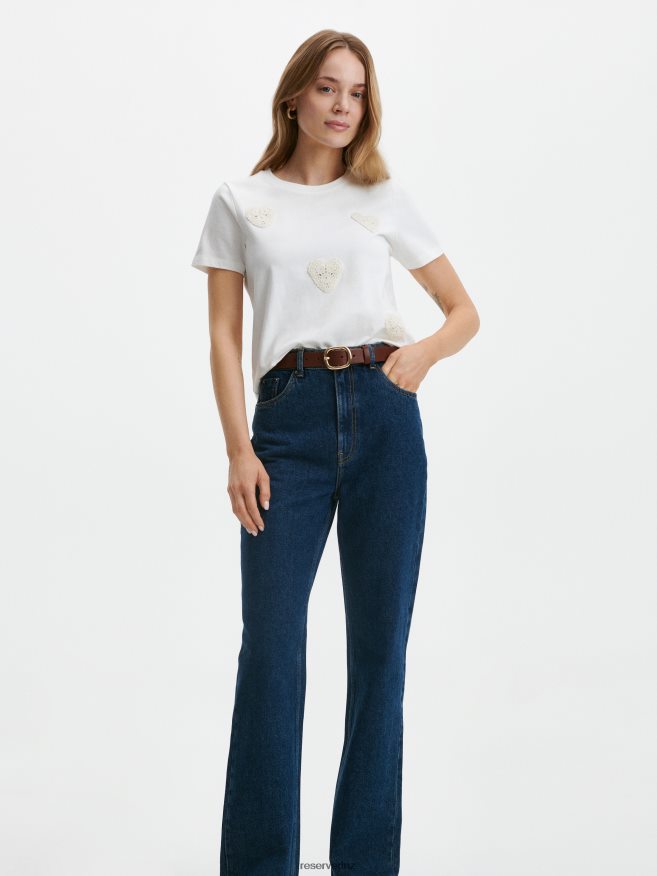 Reserved Women T-Shirt With Applique P6H08T377 Apparel White