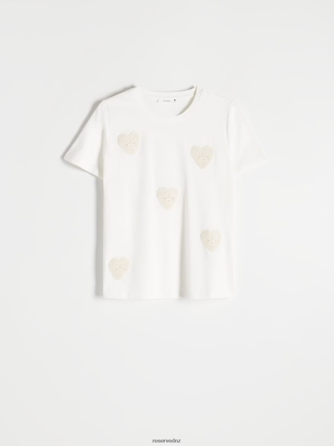 Reserved Women T-Shirt With Applique P6H08T377 Apparel White