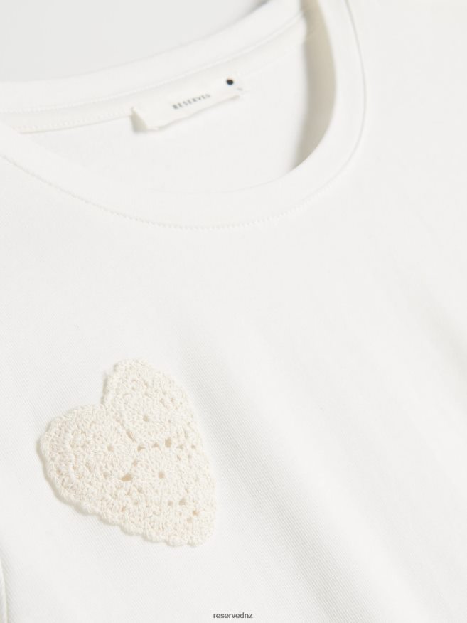 Reserved Women T-Shirt With Applique P6H08T377 Apparel White