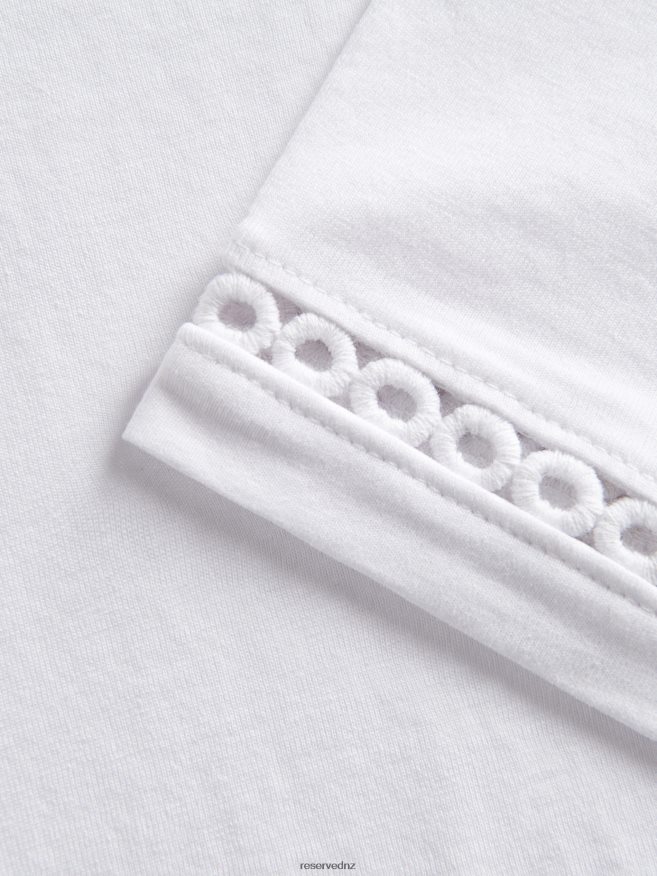 Reserved Women T-Shirt With Decorative Sleeve P6H08T416 Apparel White