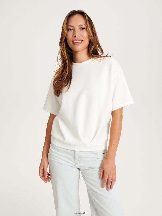 Reserved Women T-Shirt With Drawstring P6H08T403 Apparel Cream