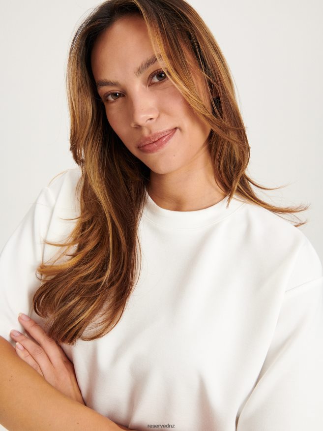 Reserved Women T-Shirt With Drawstring P6H08T403 Apparel Cream