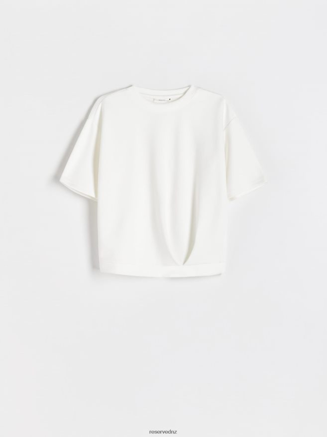 Reserved Women T-Shirt With Drawstring P6H08T403 Apparel Cream