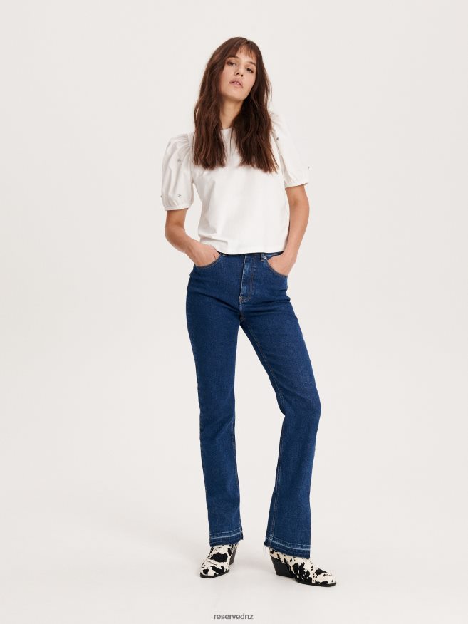 Reserved Women T-Shirt With Puff Sleeves P6H08T408 Apparel Cream