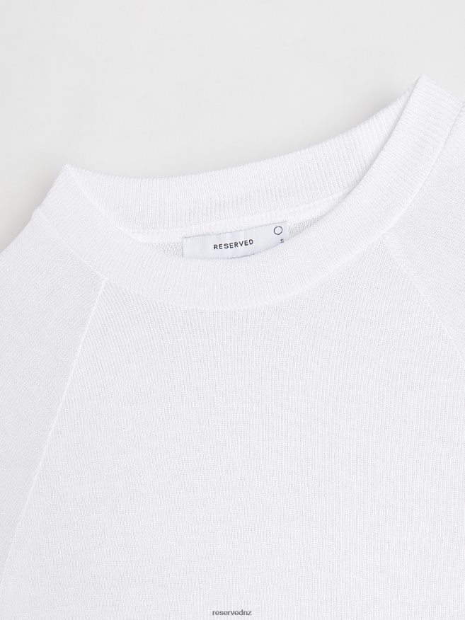 Reserved Women Viscose Rich Long Sleeve T-Shirt P6H08T380 Apparel White