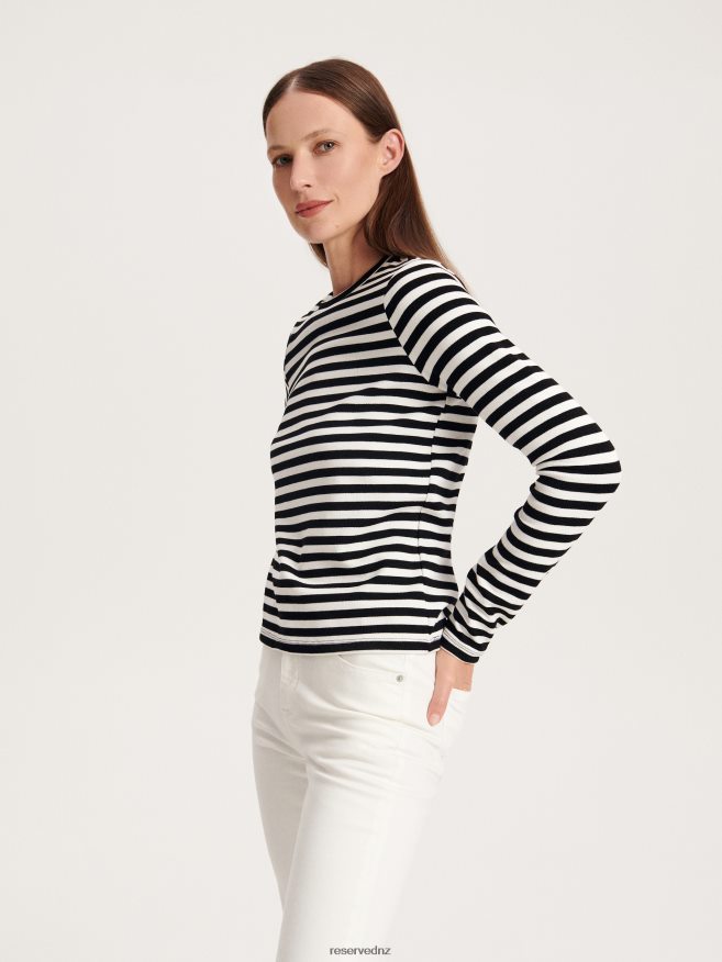 Reserved Women Viscose Rich Long Sleeve T-Shirt P6H08T383 Apparel Multicolor