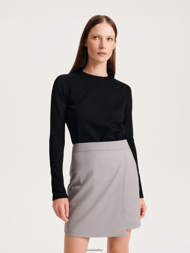 Reserved Women Viscose Rich Long Sleeve T-Shirt P6H08T407 Apparel Black