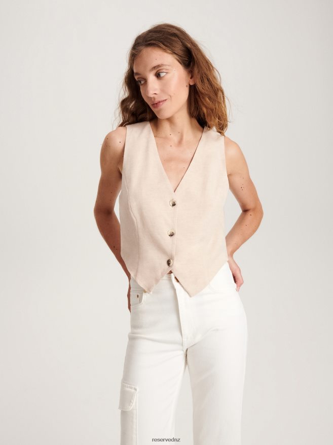 Reserved Women Viscose Rich Vest P6H08T301 Apparel Beige